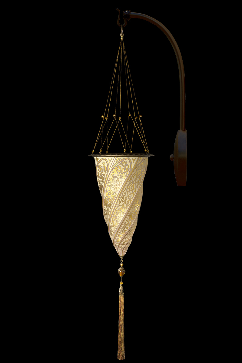 Fortuny Cesendello glass arc-wall gold lamp