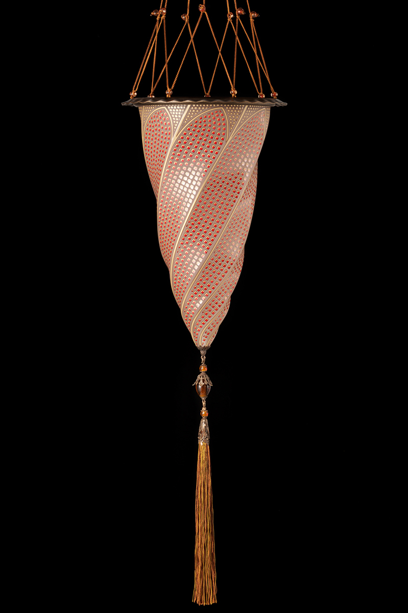 Fortuny Cesendello red mosaic glass lamp