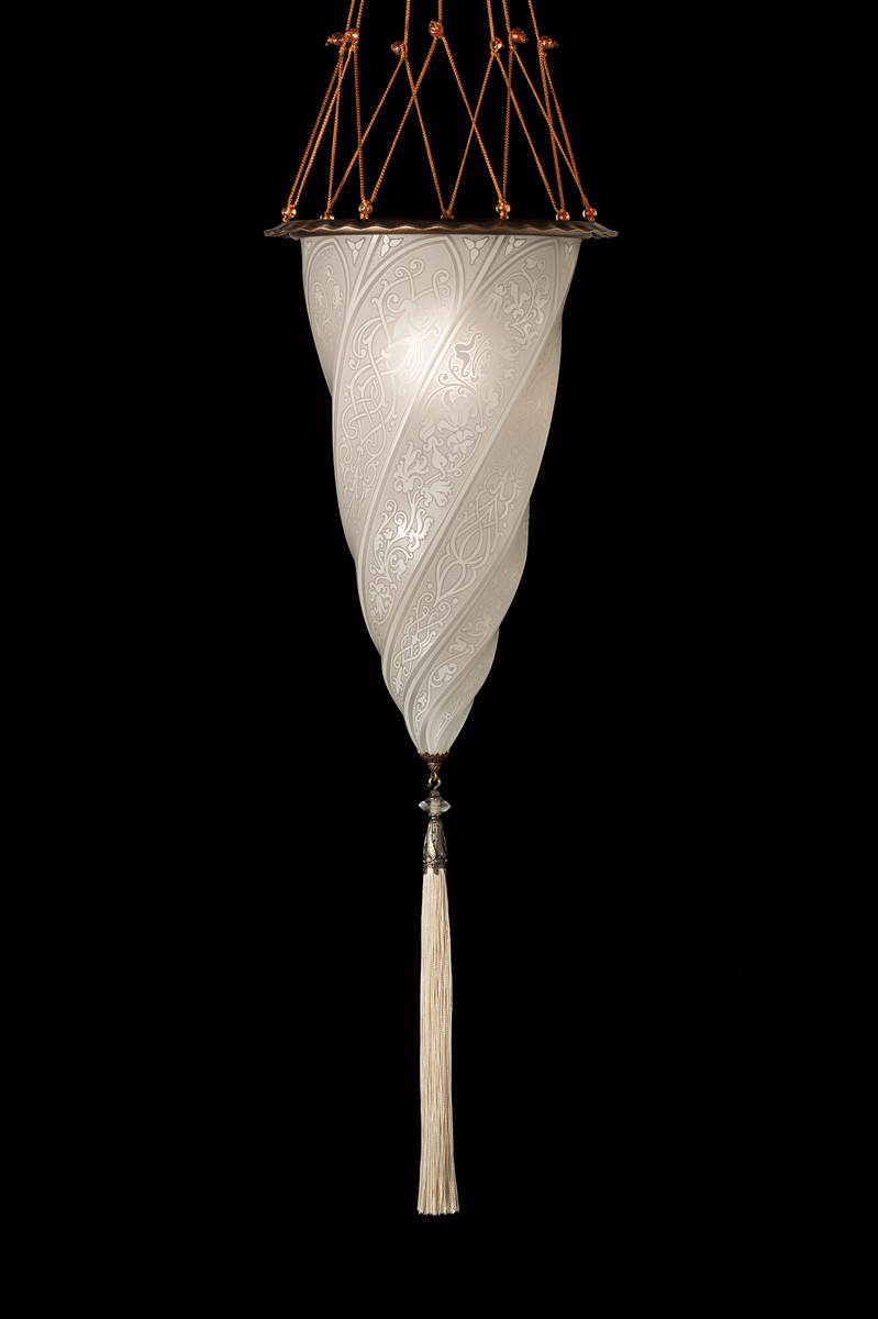 Fortuny Cesendello white glass lamp