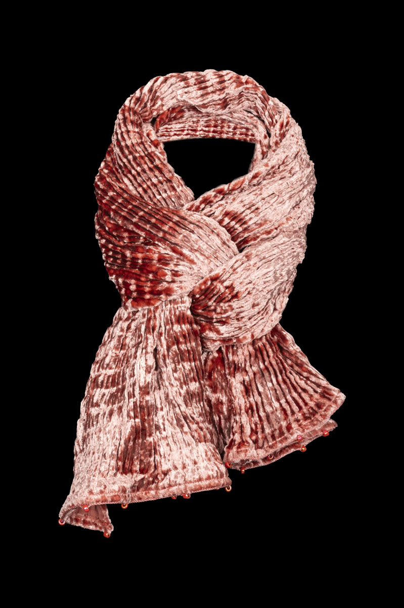 Fortuny pleated velvet scarf cinnamon