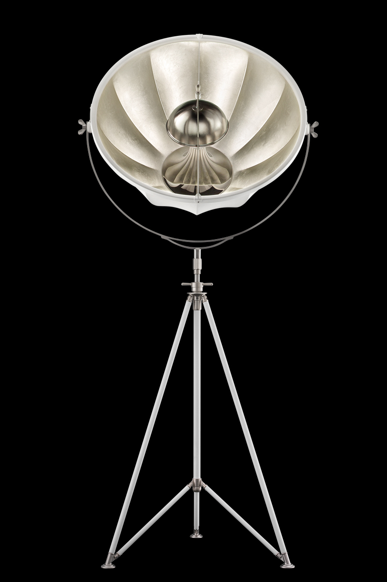 Fortuny Studio 76 floor tripod white & silver lamp