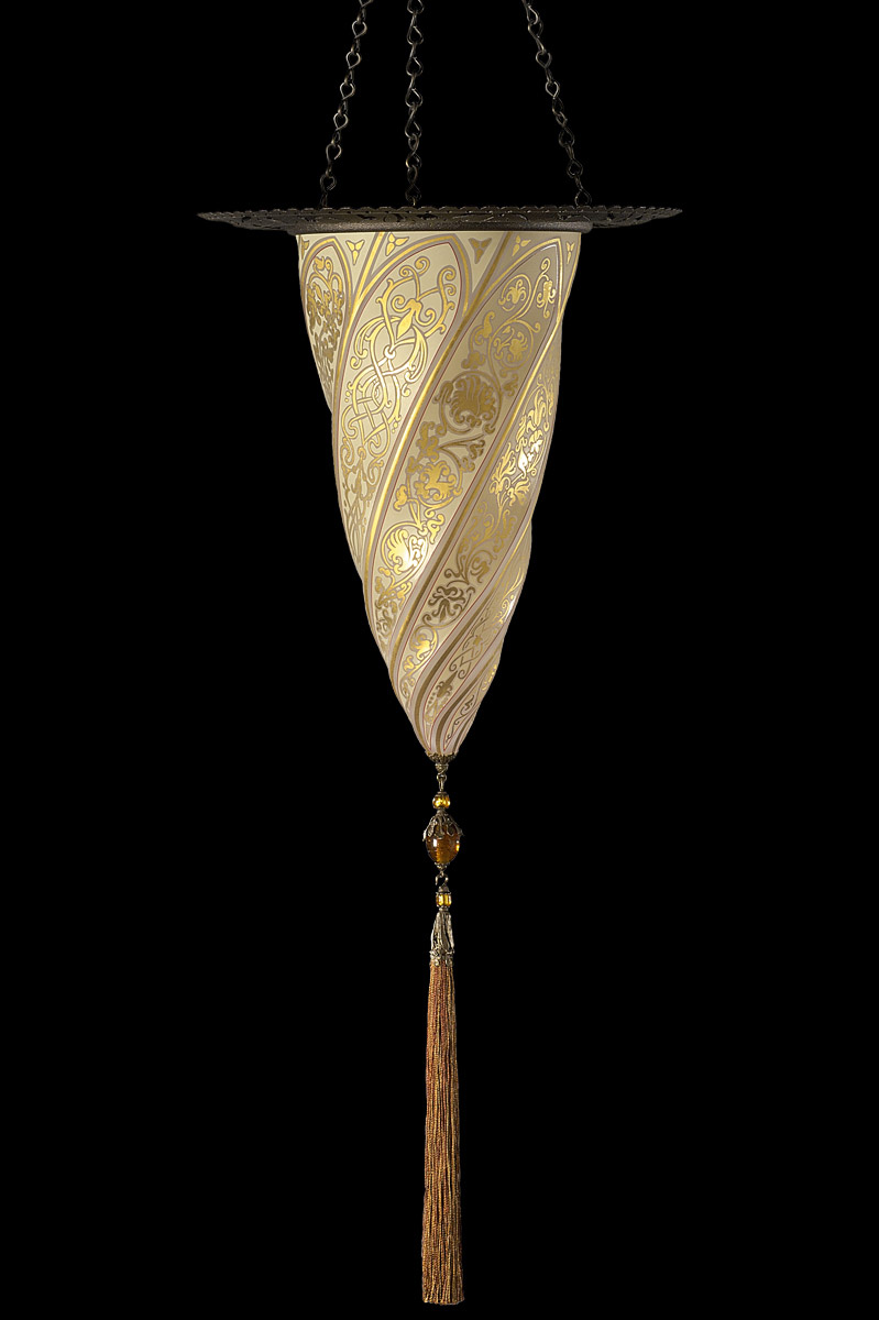 Fortuny Cesendello glass wall gold lamp with metal ring