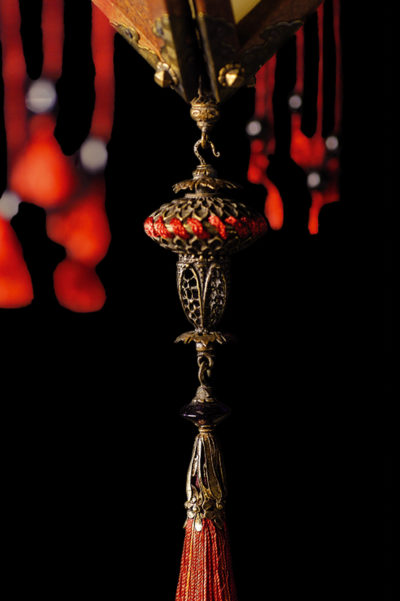 Fortuny Concubine Favorita silk lamp decoration detail