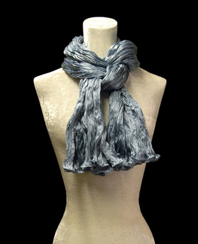 Fortuny crinkled crepe satin candy blue silk scarf