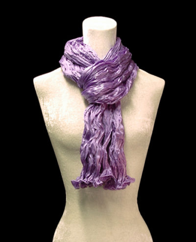 Fortuny crinkled crepe satin lavander silk scarf