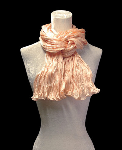 Fortuny crinkled crepe satin shell pink silk scarf