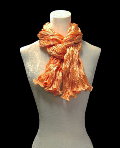 Fortuny crinkled crepe satin silk tangerine orange scarf