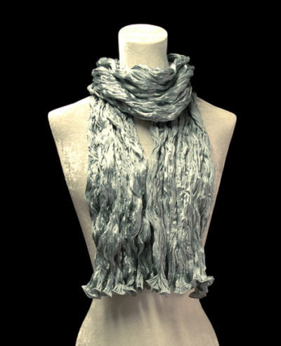 Fortuny crinkled crepe satin silver grey silk scarf