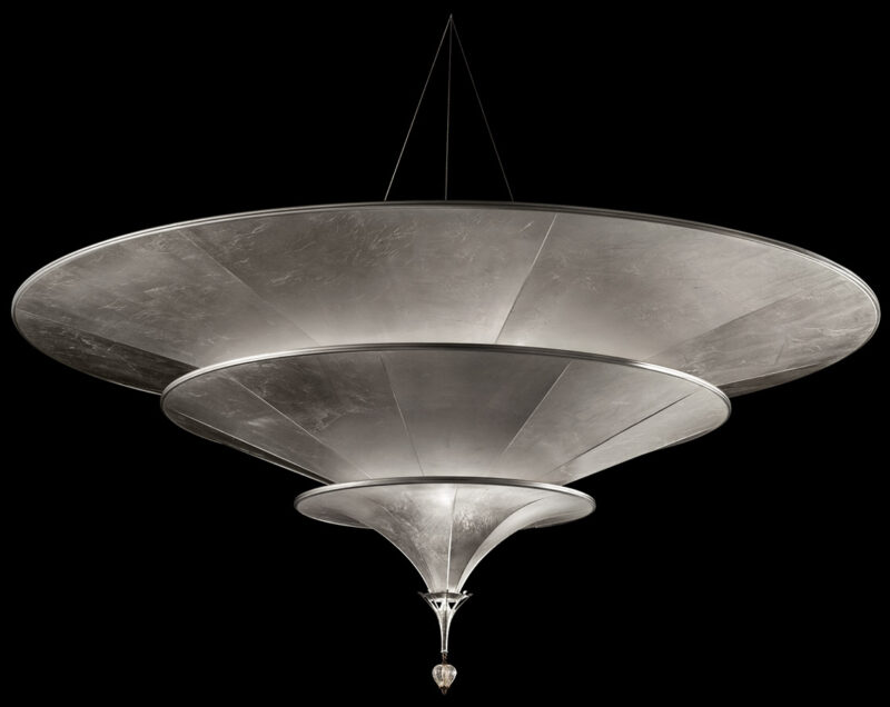 Fortuny Icaro glass fibre 3 tiers silver lamp