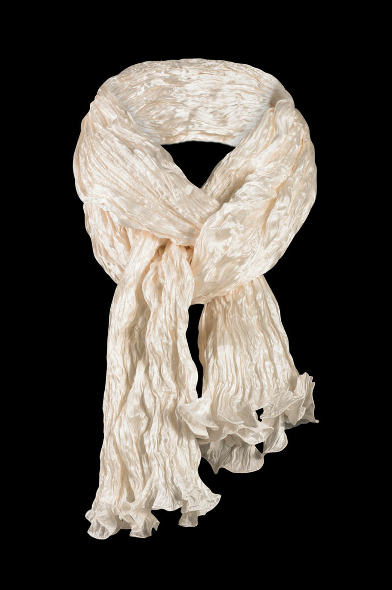 Fortuny crinkled crepe satin silk scarf