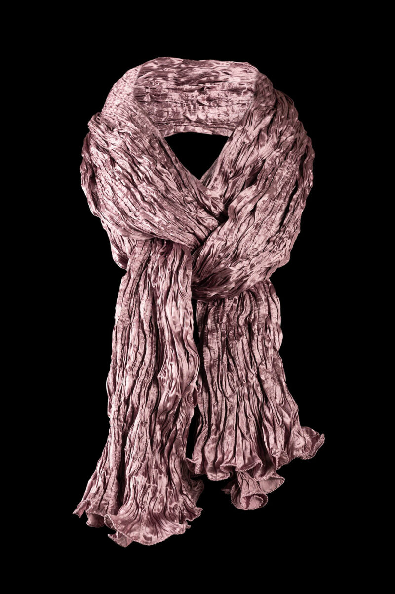 Fortuny crinkled crepe satin silk scarf