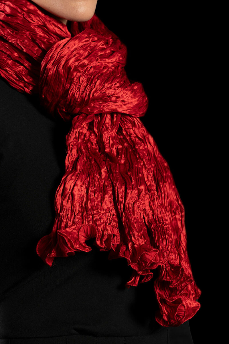 Fortuny crinkled crepe satin silk scarf