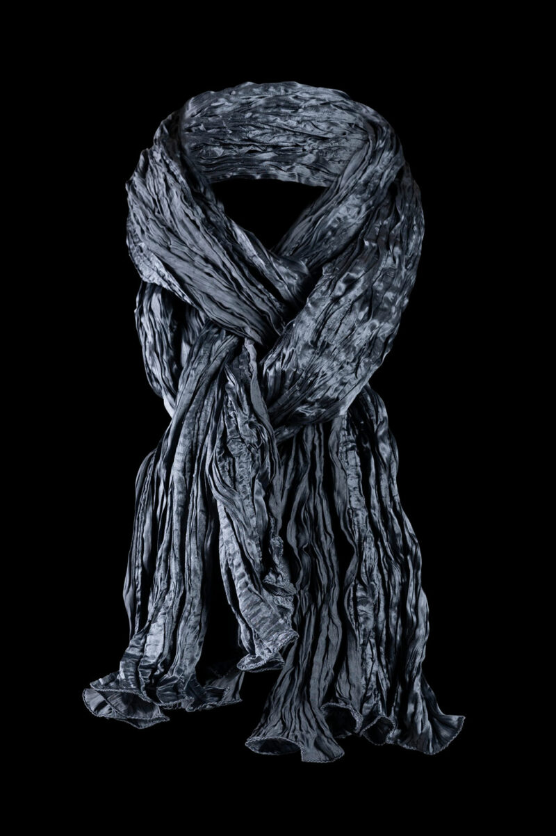 Fortuny crinkled crepe satin silk scarf