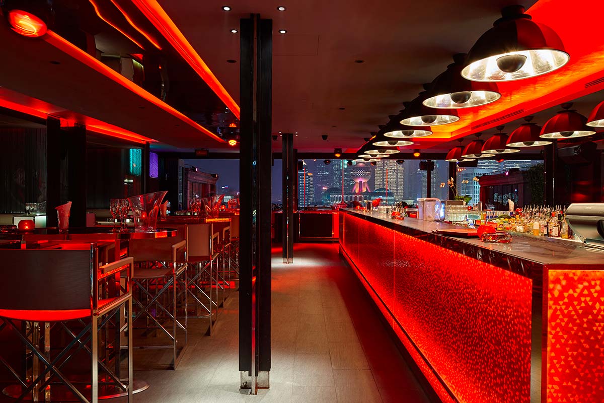 Bar Rouge in Shangai features Fortuny Studio 1907 Cupola lamps 5