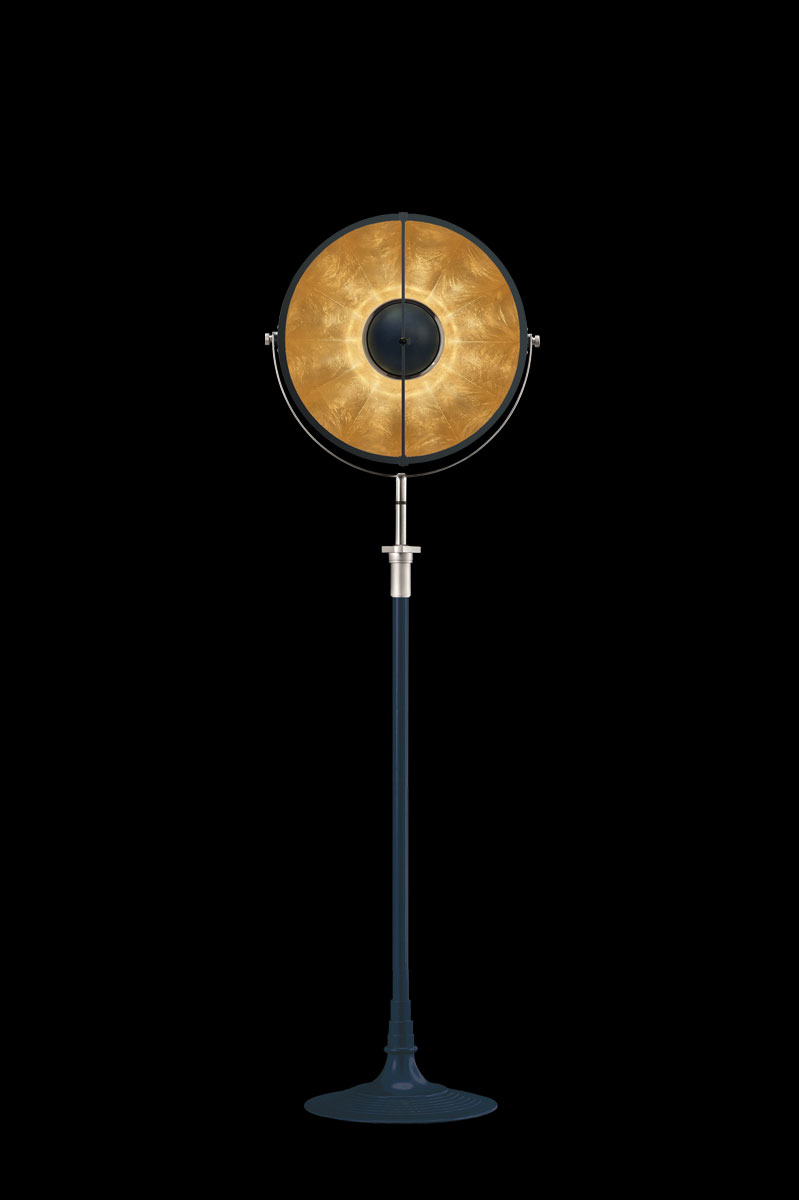 Fortuny Atelier 41 floor lamp pastel blue and gold leaf