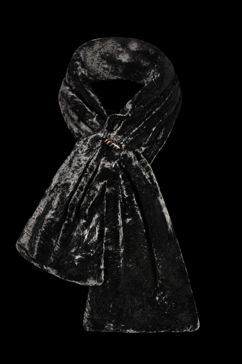 Fortuny furrowed velvet scarf with Murano glass beads