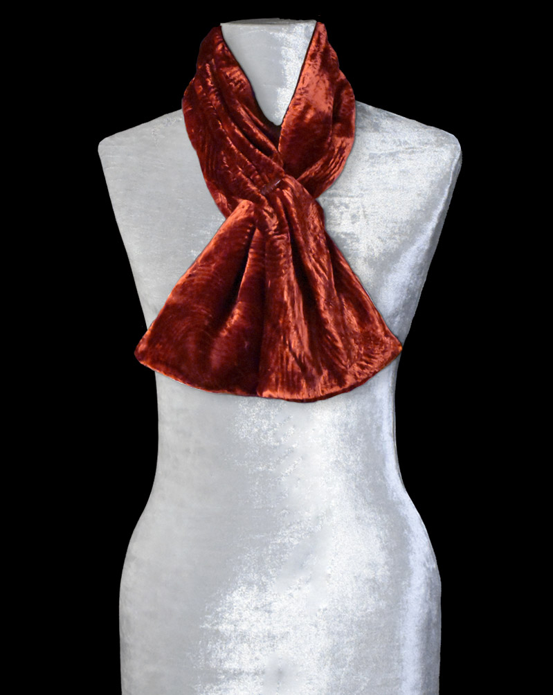Fortuny furrowed velvet scarf with Murano glass beads