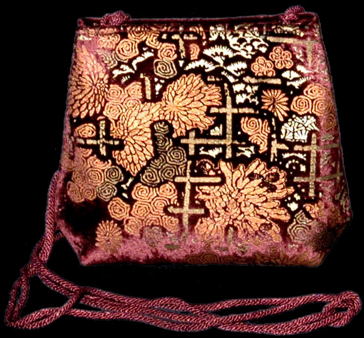 Fortuny Gioia bordeaux hand printed velvet bag