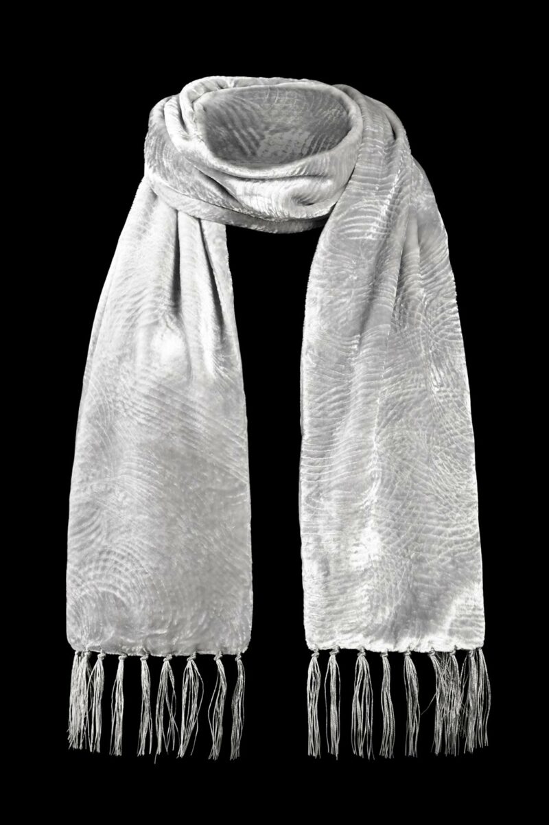 Fortuny furrowed velvet scarf with fringes