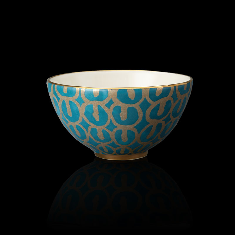 Fortuny tableware Ashanti teal blue cereal bowl
