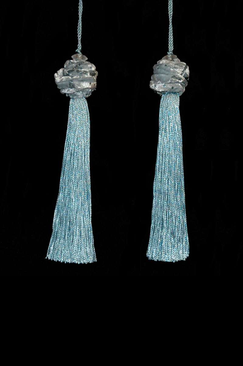 Venetia Studium Turbante couple of smoke blue tassels