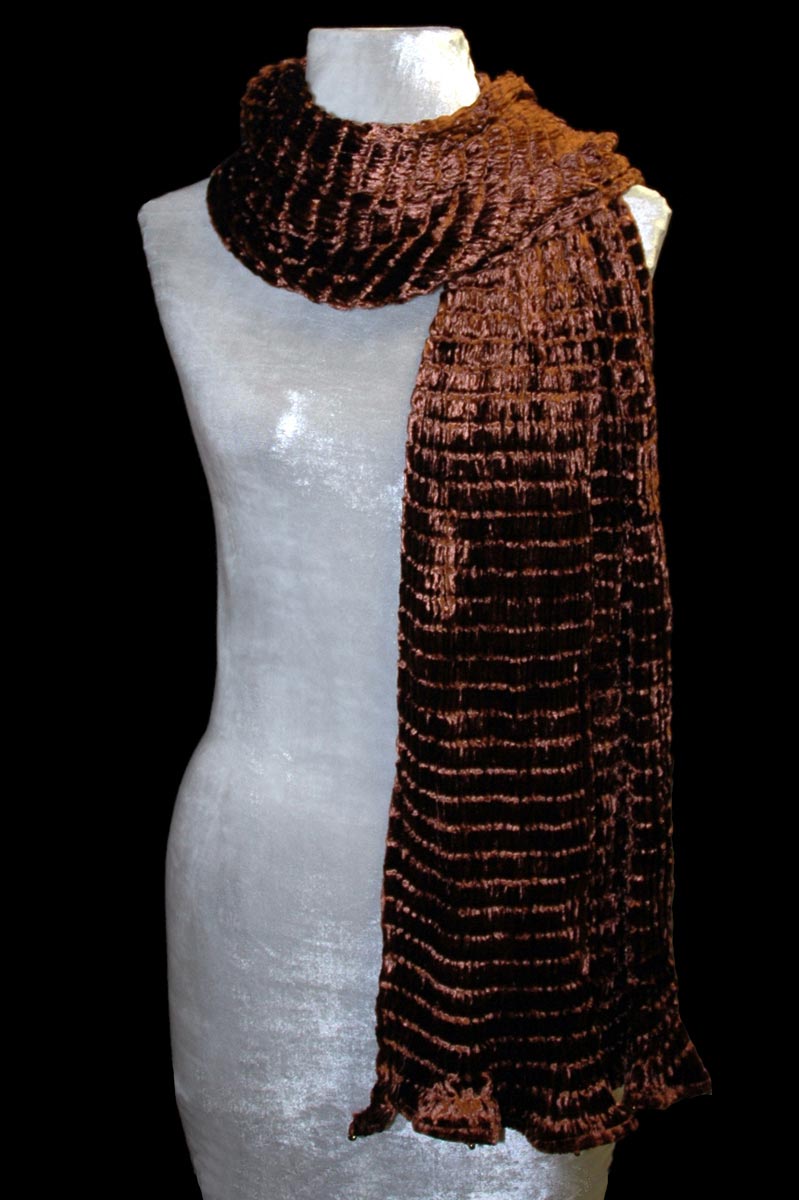 Fortuny cocoa pleated velvet scarf