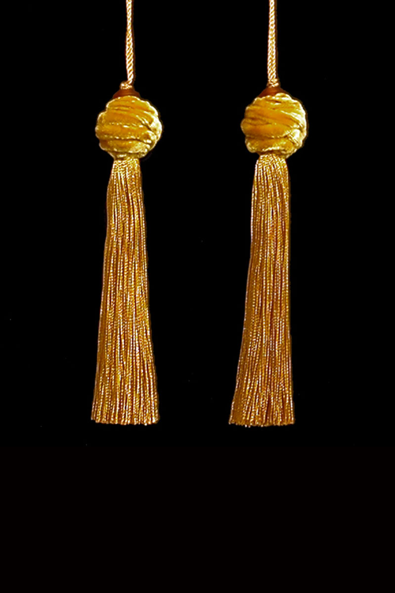 Venetia Studium Turbante couple of yellow ochre key tassels