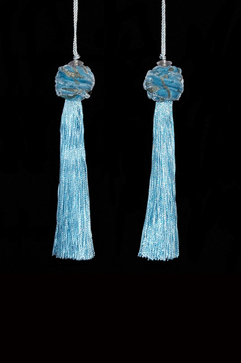 Venetia Studium Turbante couple of baby blue key tassels