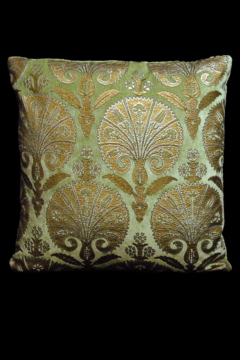 Venetia Studium Istanbul square light green printed velvet cushion front