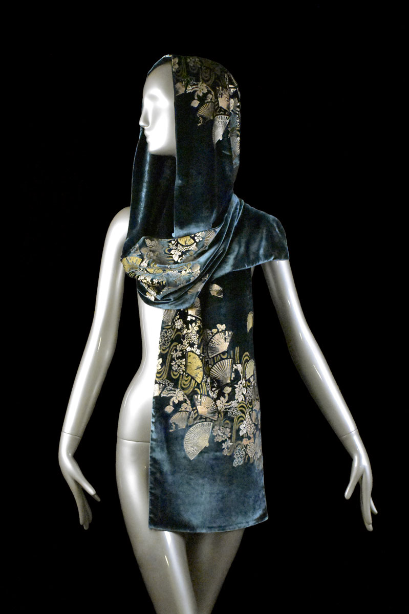 Fortuny printed velvet hooded shawl