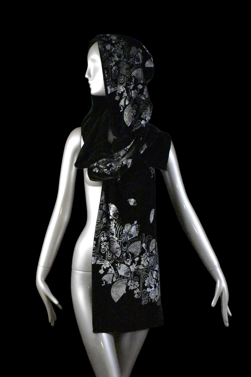 Fortuny printed velvet hooded shawl