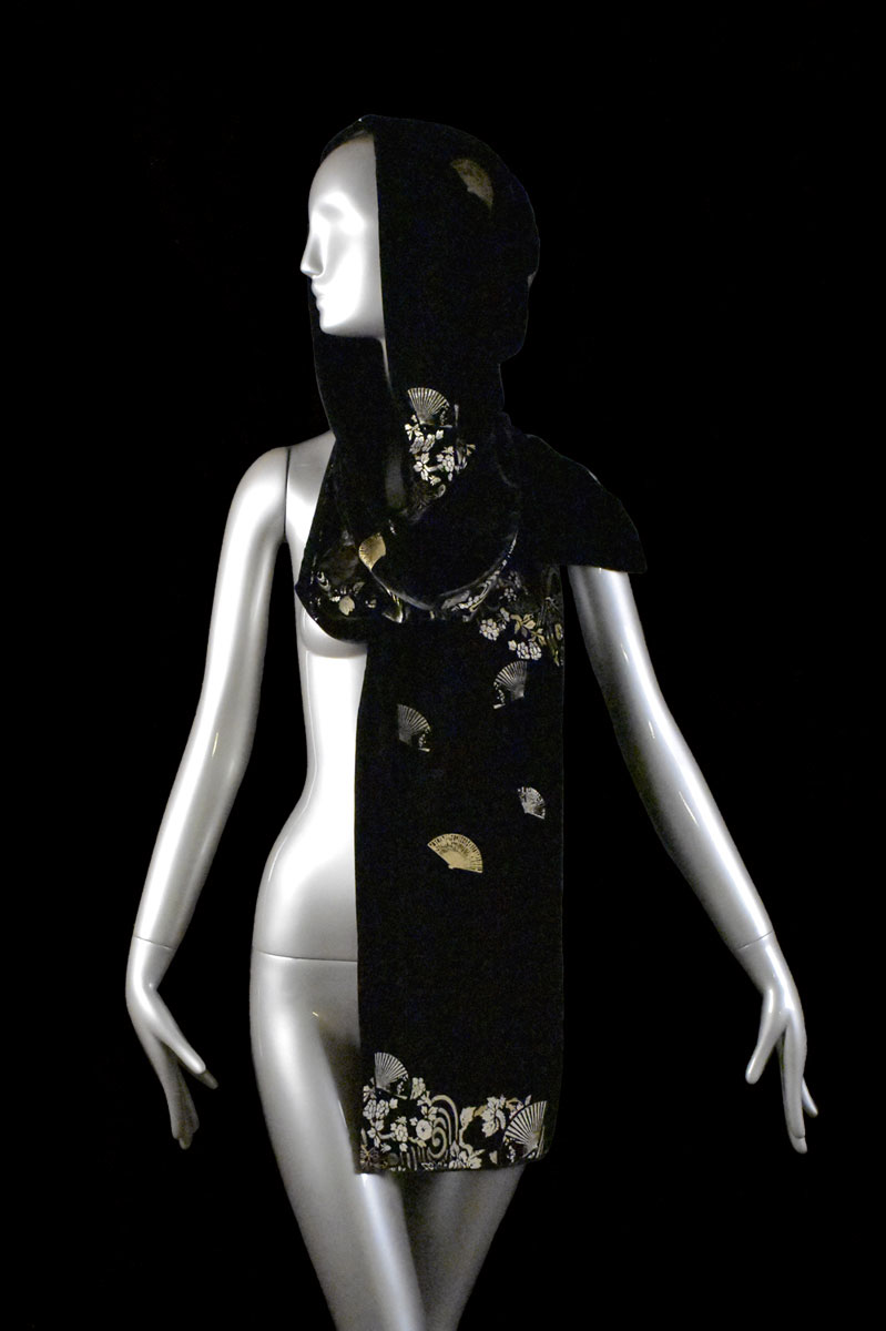 Fortuny printed velvet hooded shawl