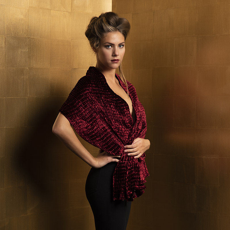 Pleated velvet scarves