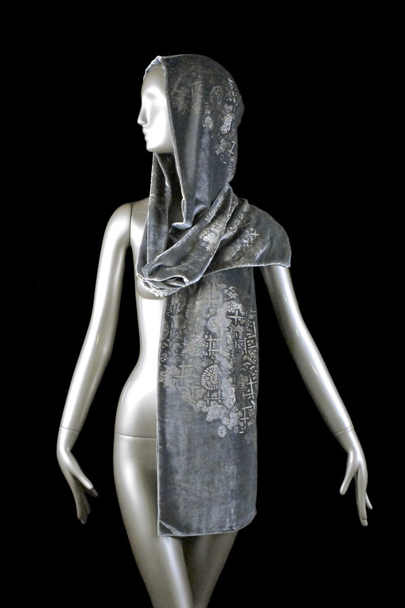 Fortuny printed velvet hooded shawl