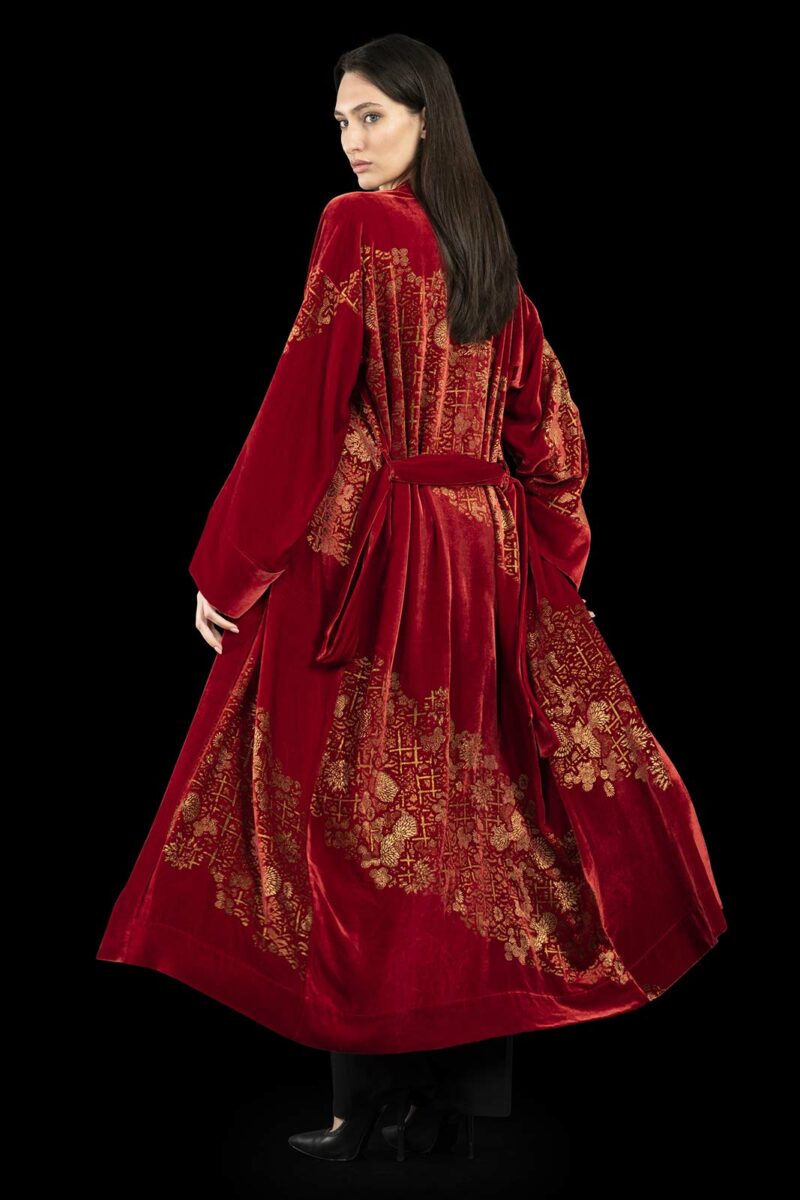 Venetia Studium printed velvet long evening coat