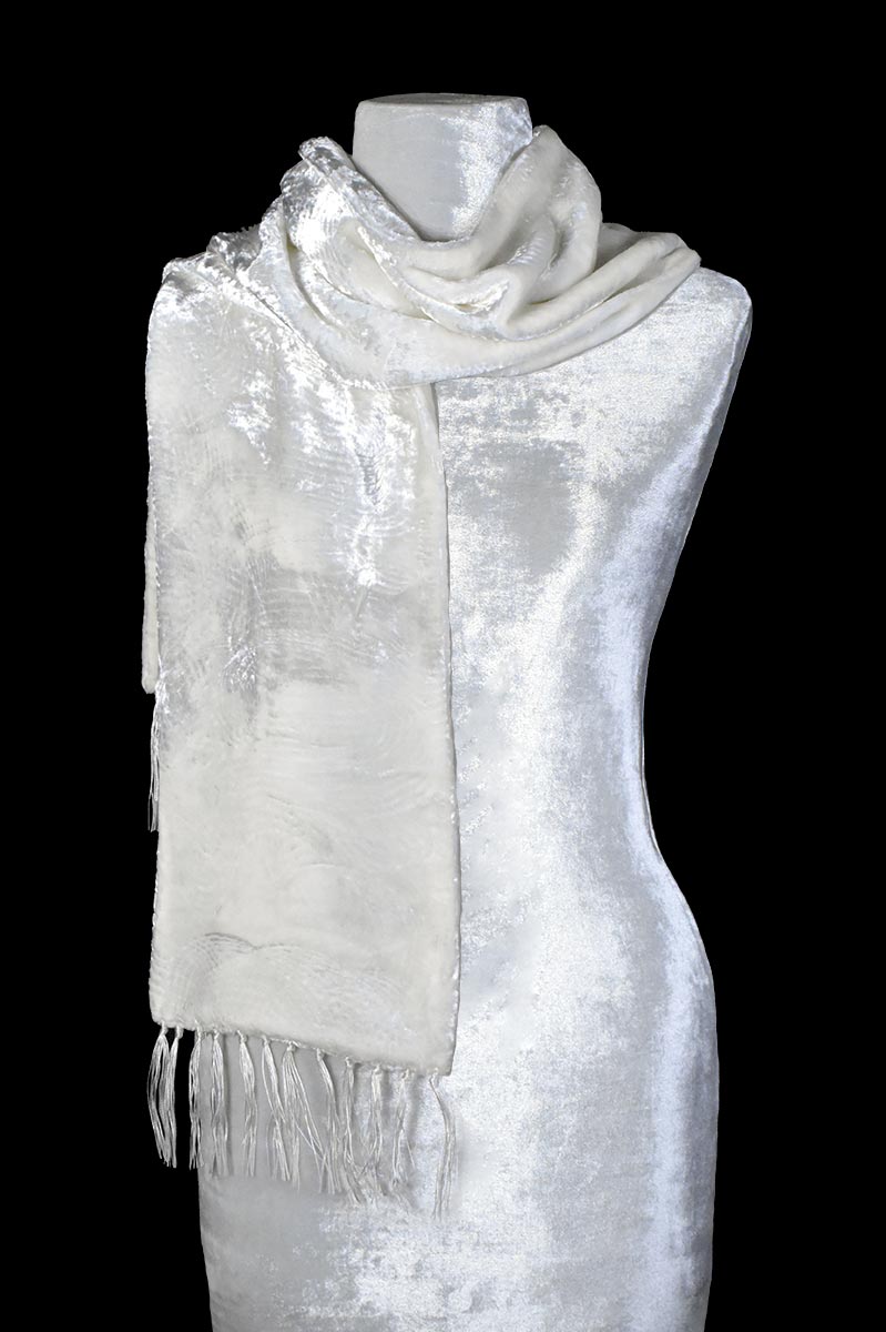 Fortuny furrowed velvet scarf with fringes