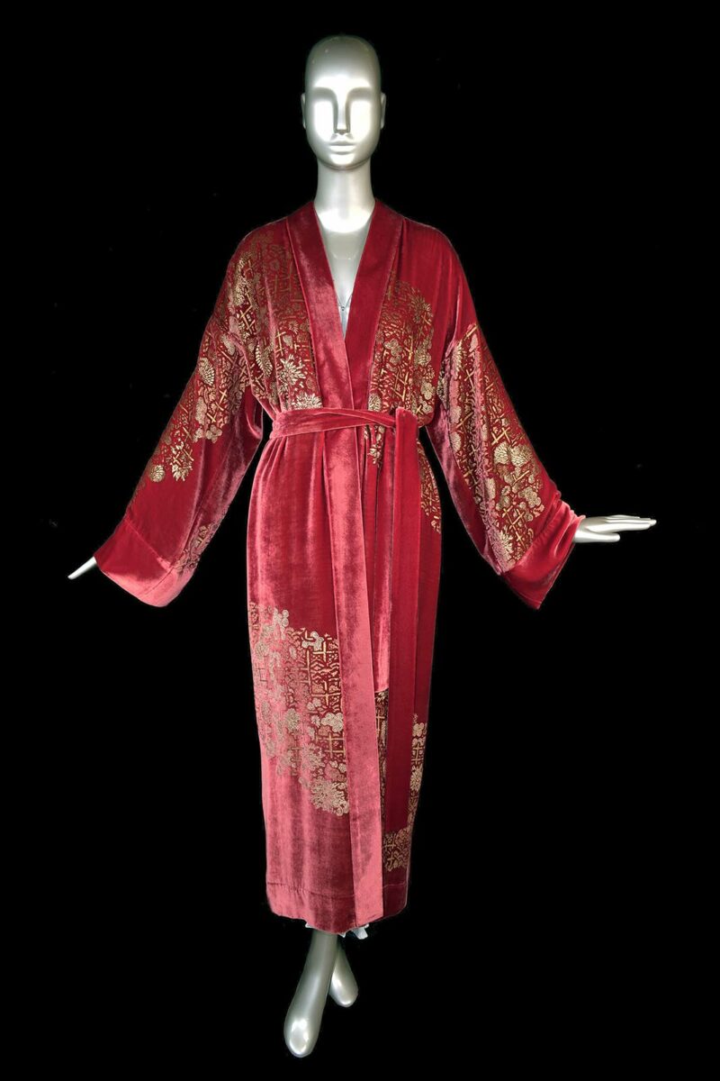 Venetia Studium printed velvet long evening coat