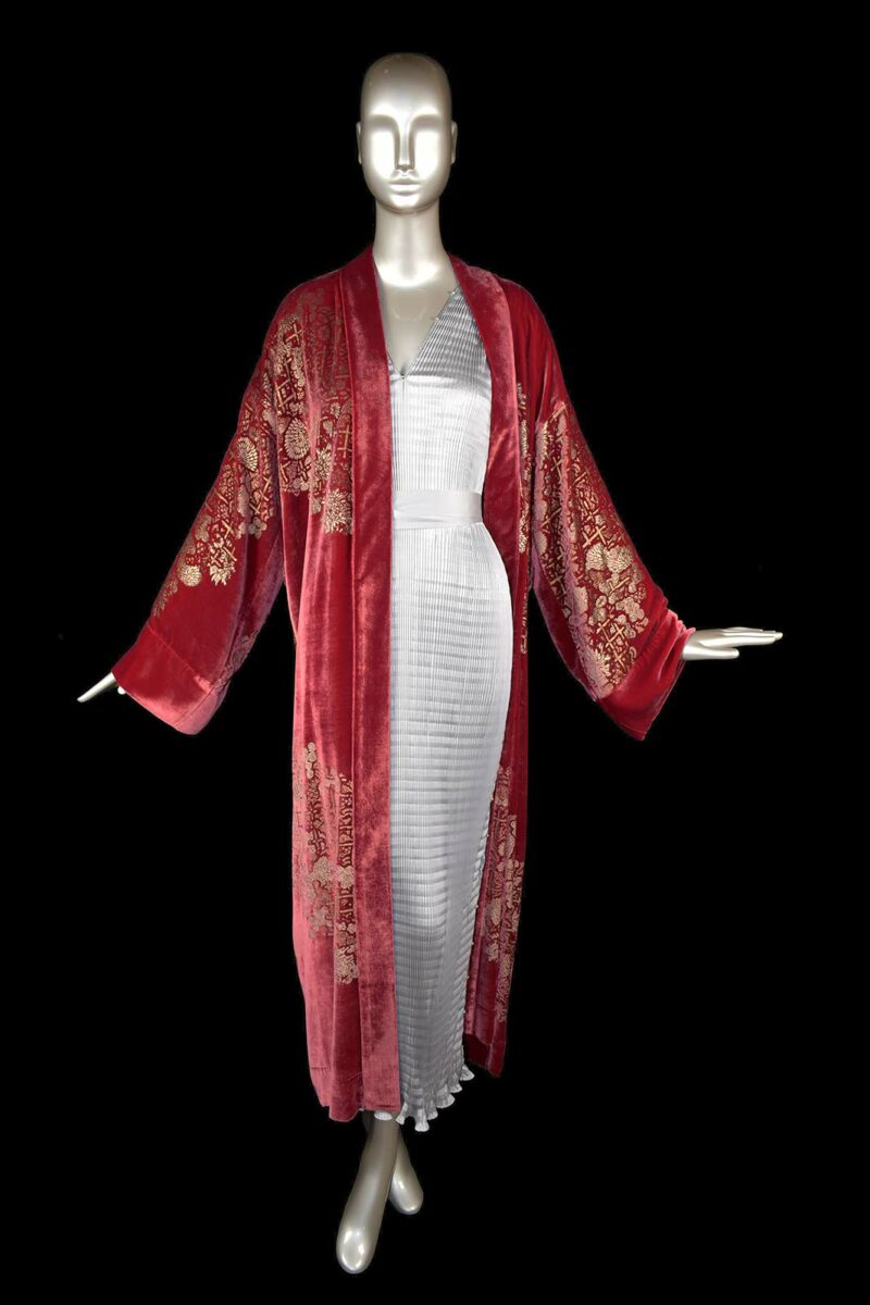 Venetia Studium printed velvet long evening coat