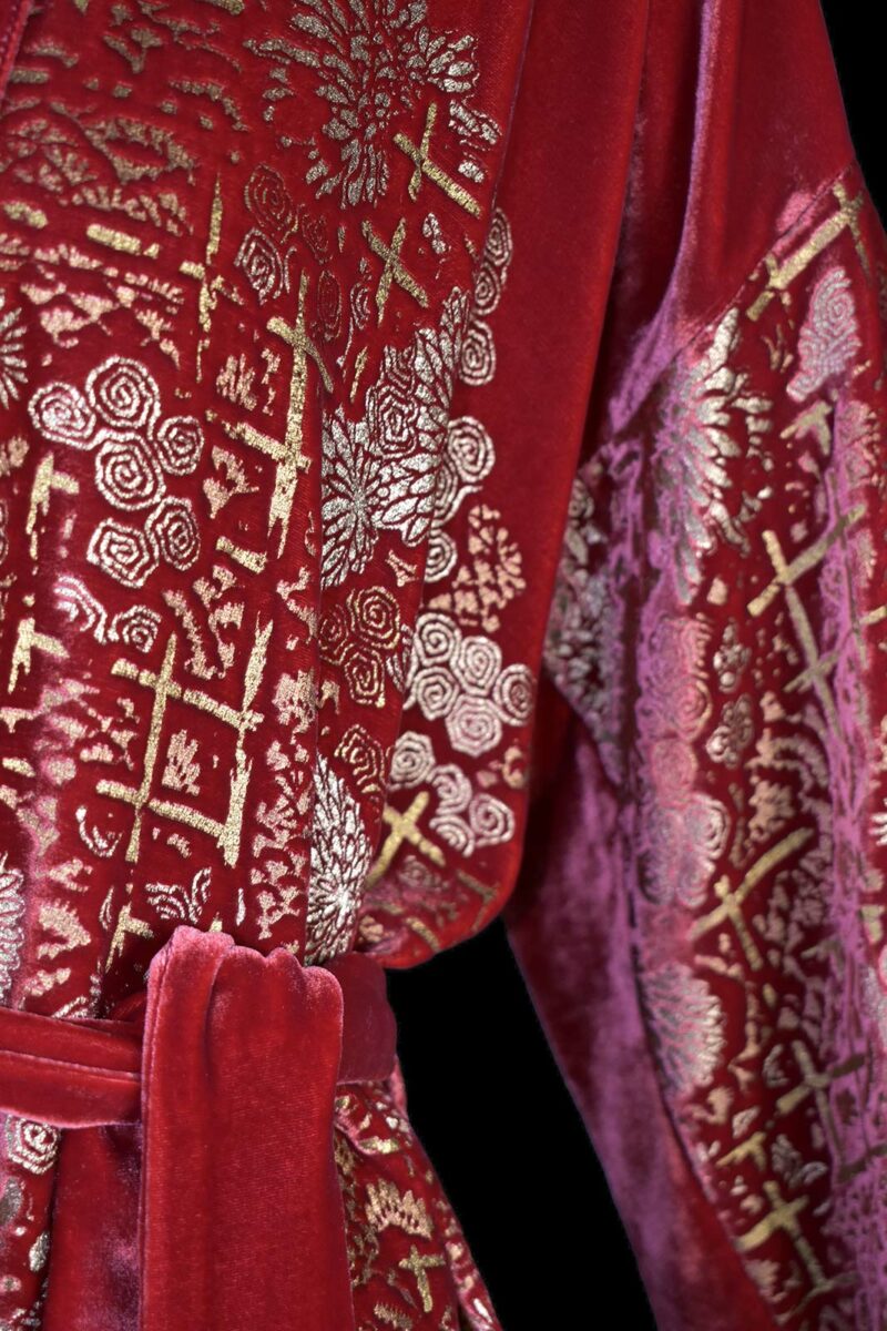 Venetia Studium printed velvet long evening coat