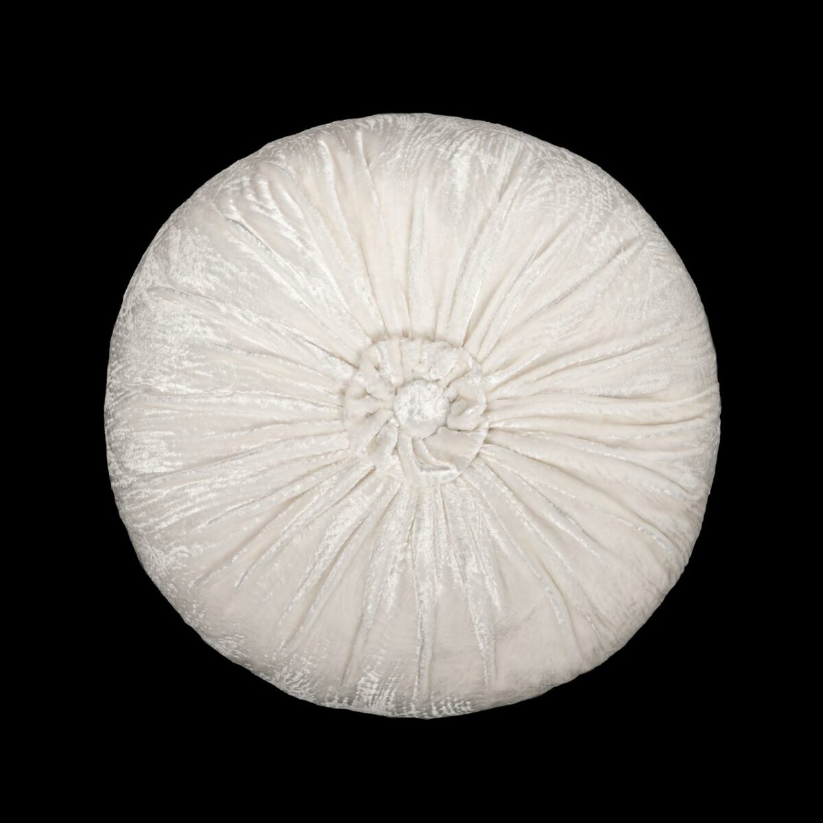 Furrowed velvet round cushion