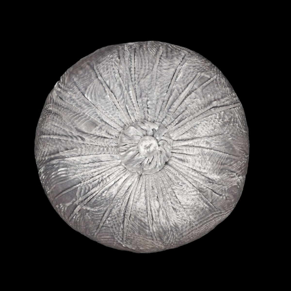 Furrowed velvet round cushion