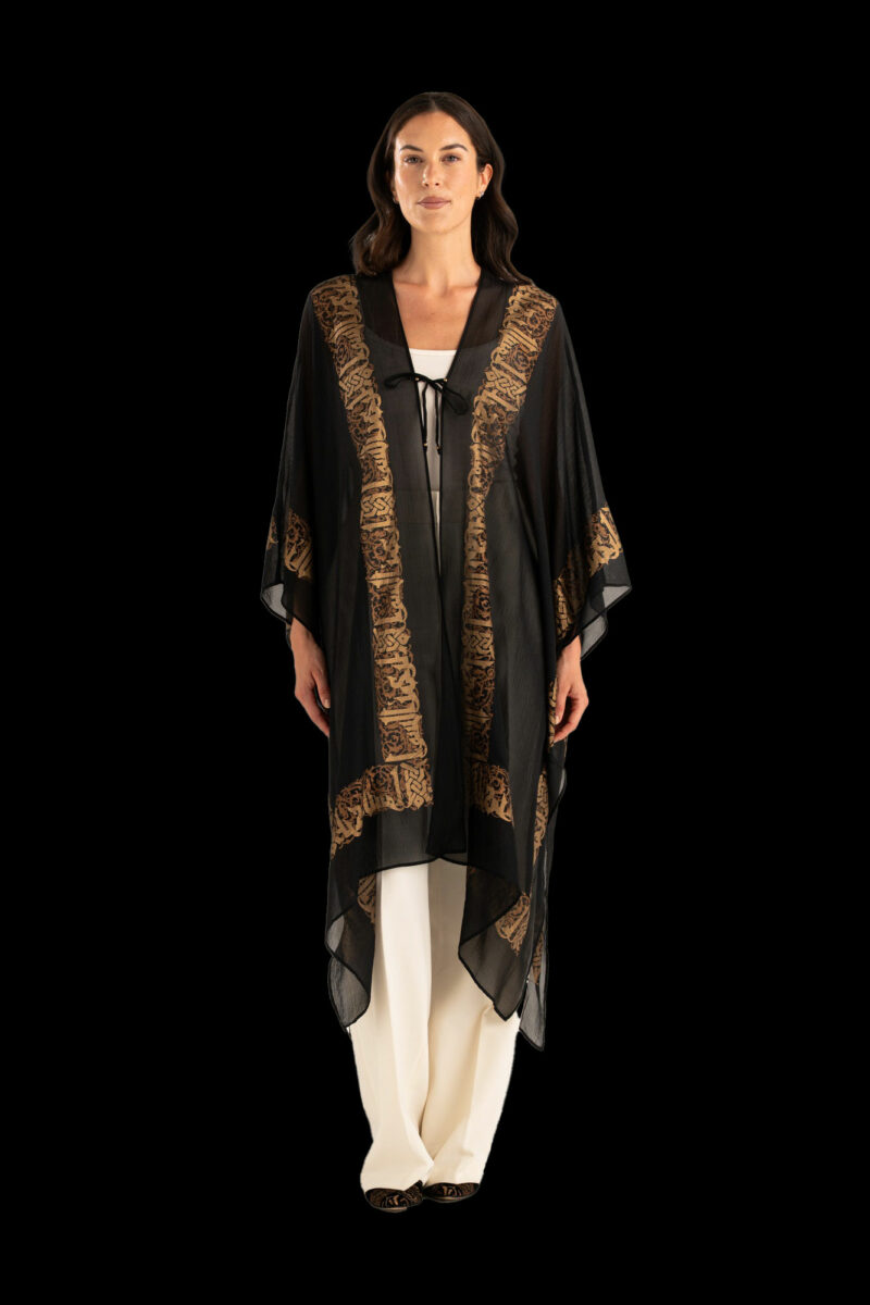 Esther Evening Coat in Crepe Georgette | Arabo Black