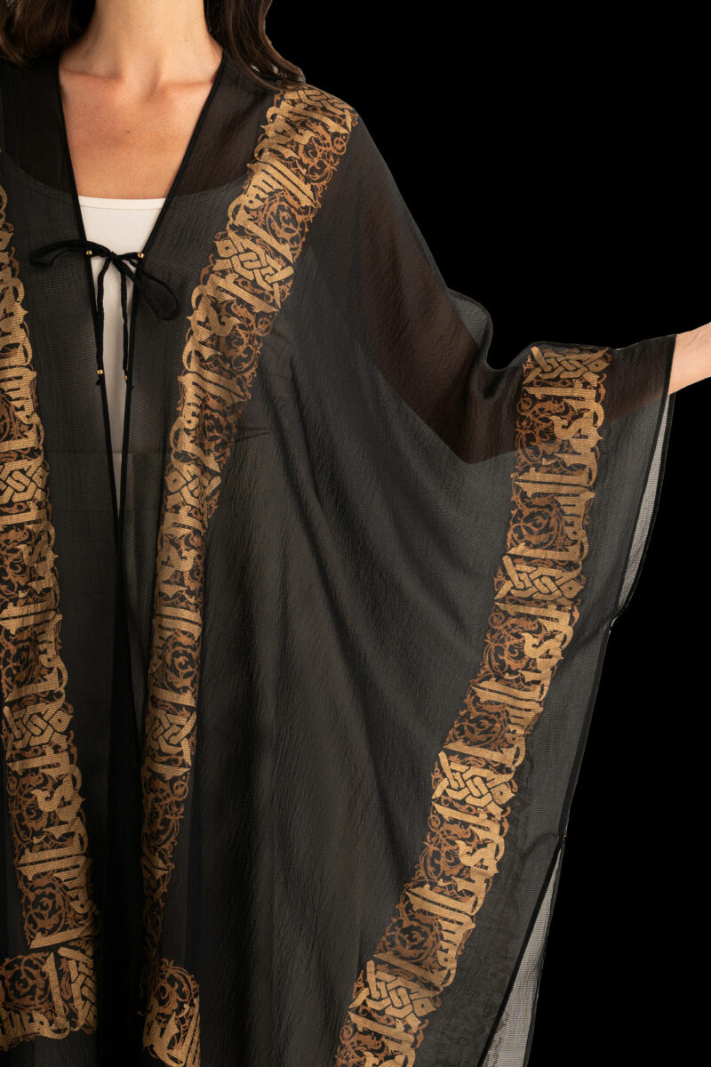 Esther Evening Coat in Crepe Georgette | Arabo Black