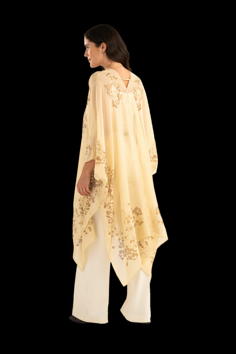 Esther Evening Coat in Crepe Georgette | Ramage Beige