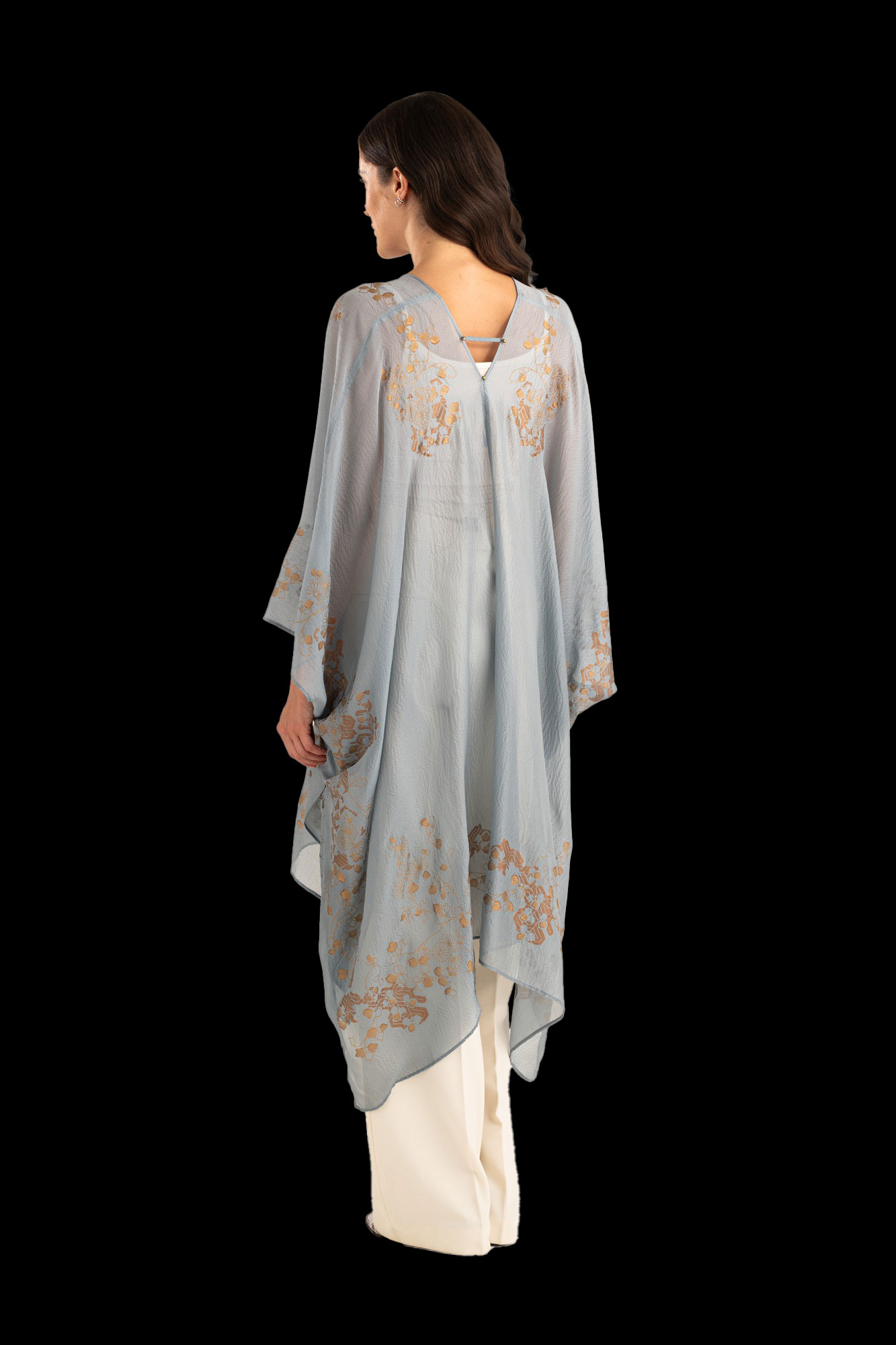 Esther Evening Coat in Crepe Georgette | Ramage Candy Blue