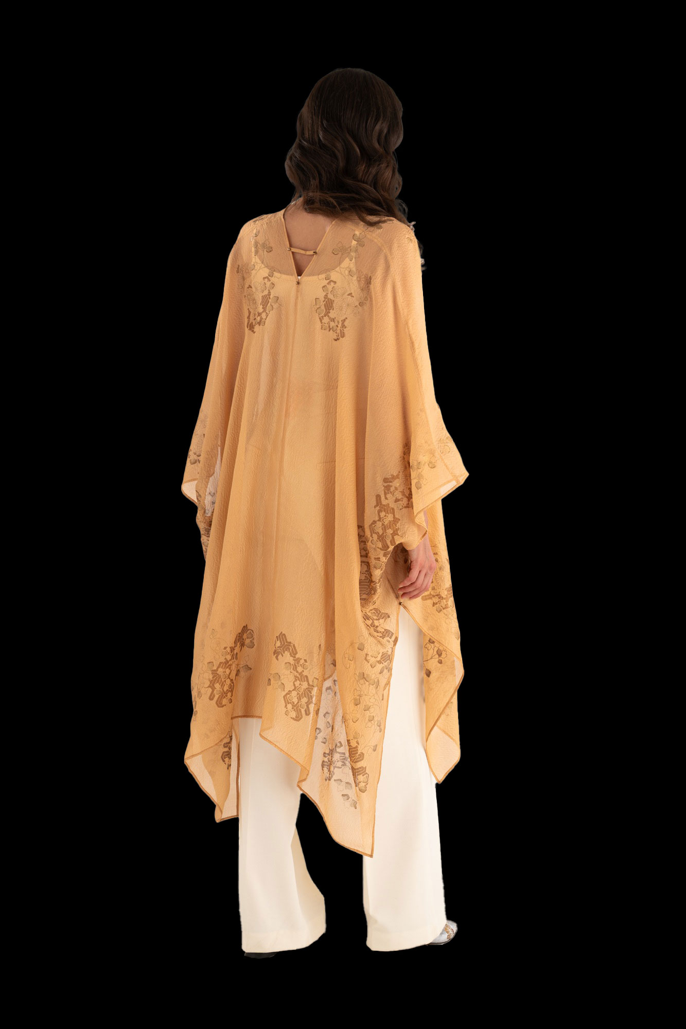 Esther Evening Coat in Crepe Georgette | Ramage Light Biscuit