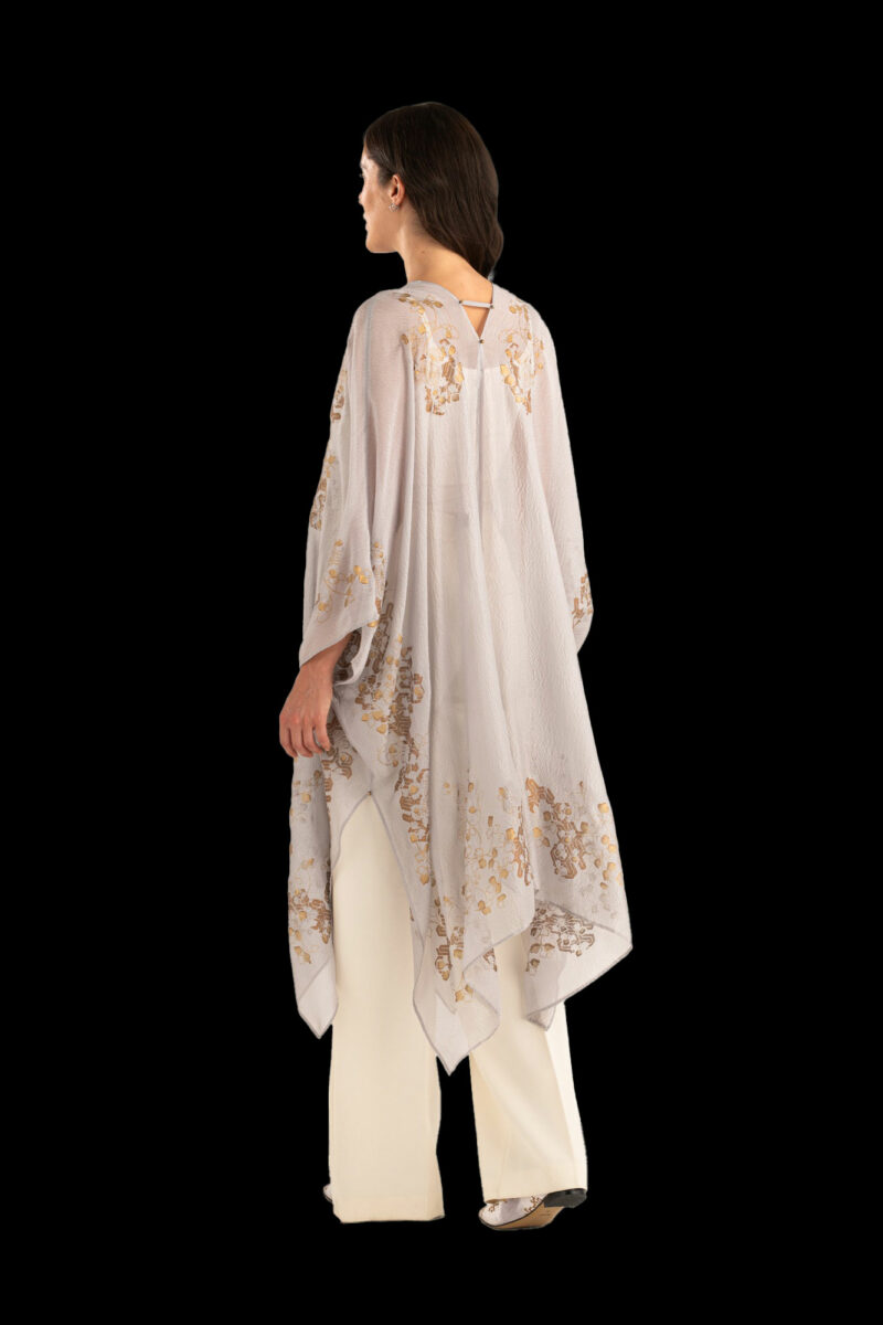 Esther Evening Coat in Crepe Georgette | Ramage Taupe