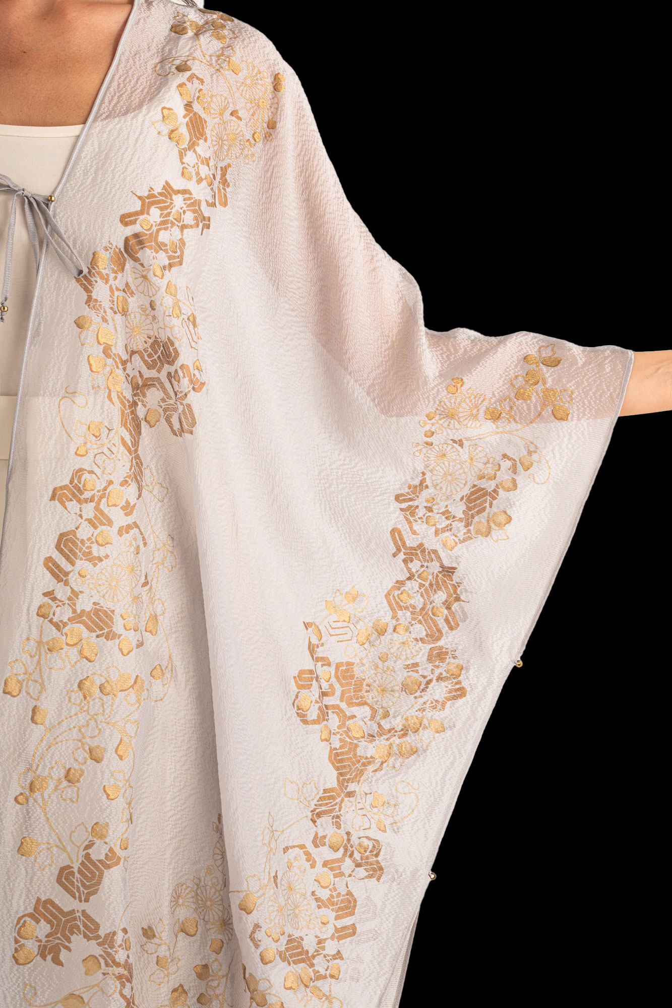 Esther Evening Coat in Crepe Georgette | Ramage Taupe