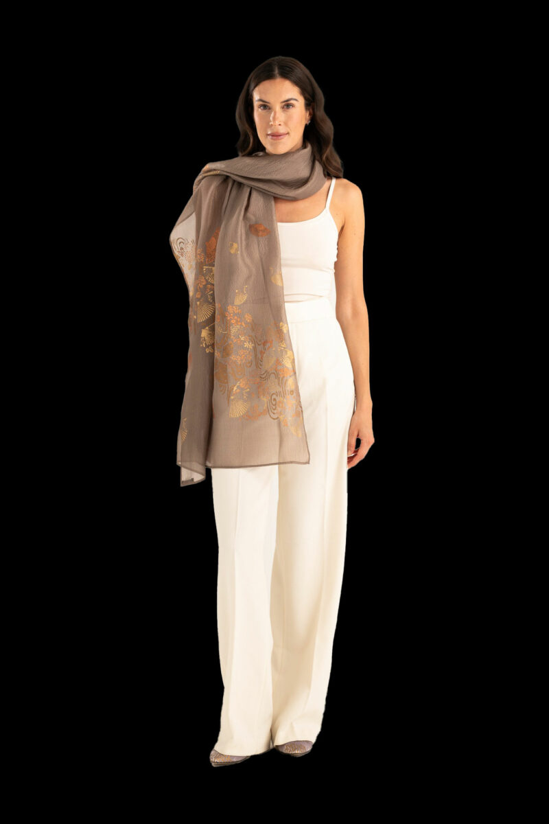 Crepe Georgette Scarf | Ventagli Marron Glacé